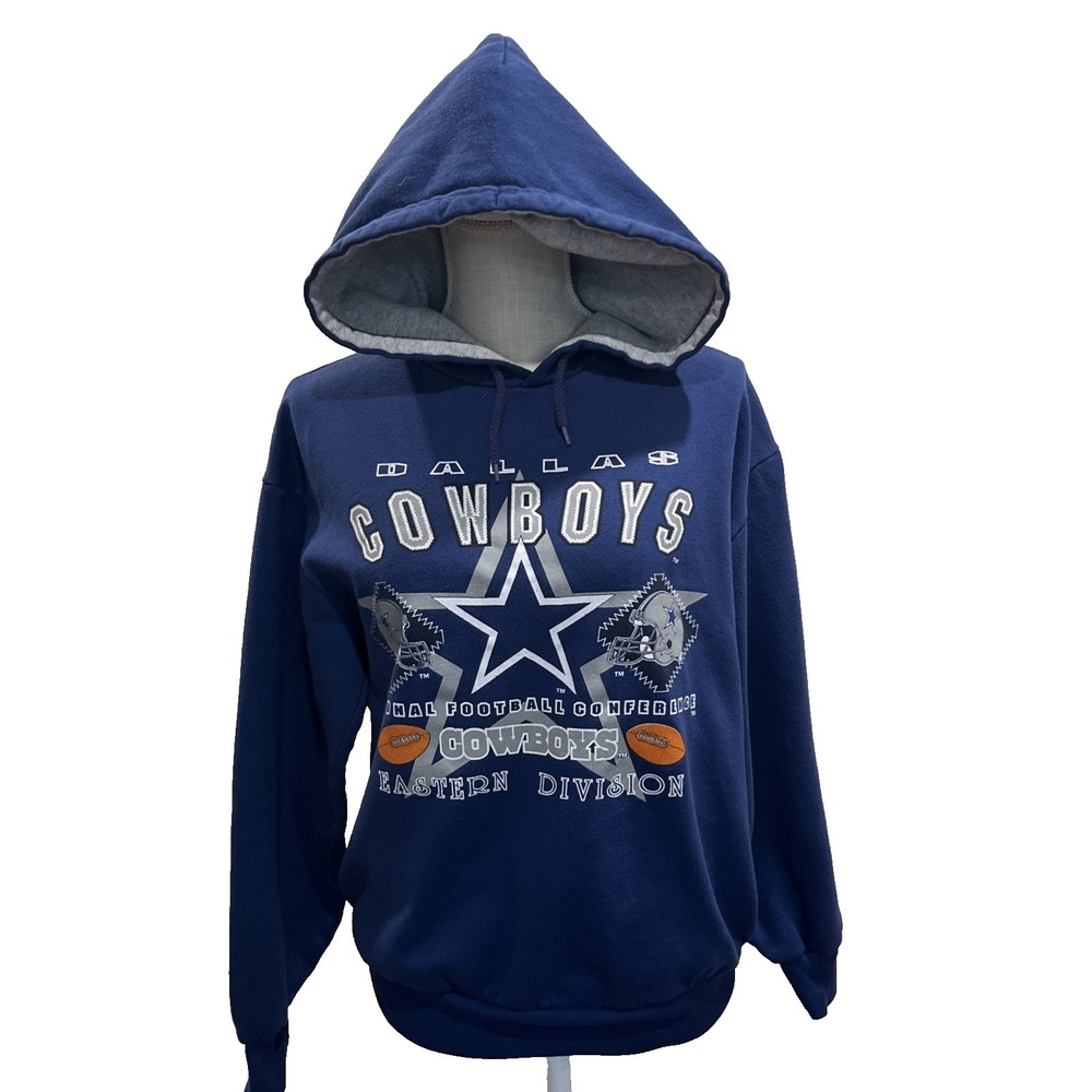 Vintage 90s Dallas Cowboys NFL Football Hoodie Sweatshirt Navy Youth XL USA EUC